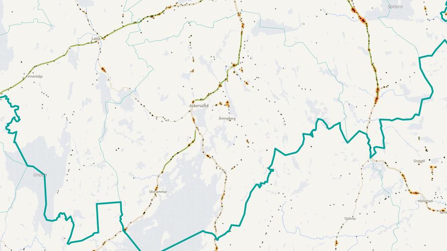 Viltolyckornas fördelning i Askersunds kommun