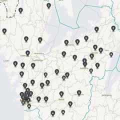 Punktkarta över olyckor i länet