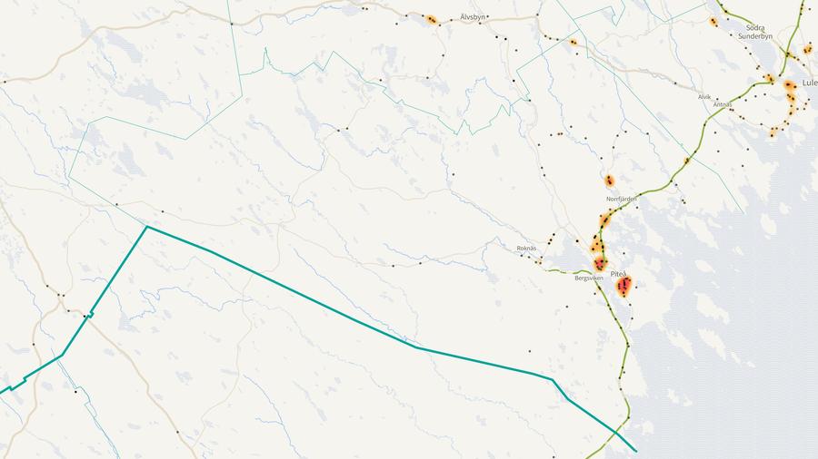 Viltolyckornas fördelning i Piteå kommun