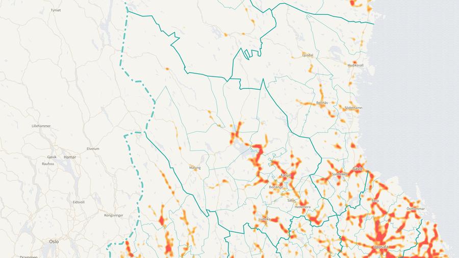 Viltolyckornas fördelning i Dalarnas län