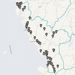 Punktkarta över olyckor i länet