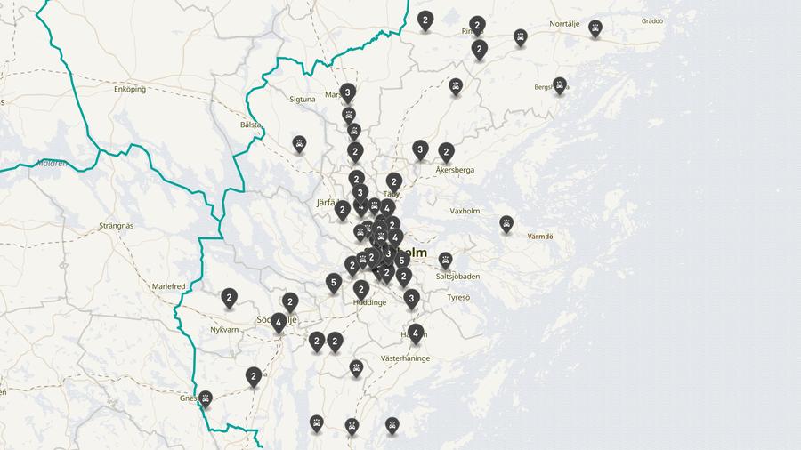 Punktkarta över olyckor i länet