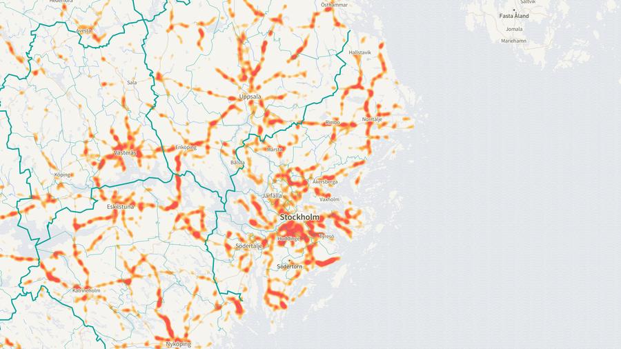Viltolyckornas fördelning i Stockholms län