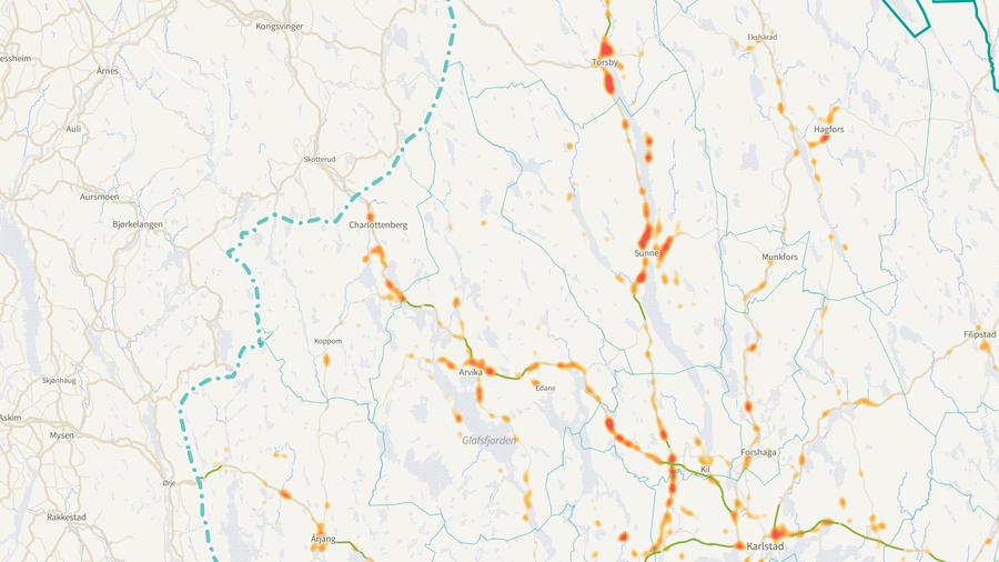 Viltolyckornas fördelning i Arvika kommun