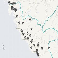 Punktkarta över olyckor i länet