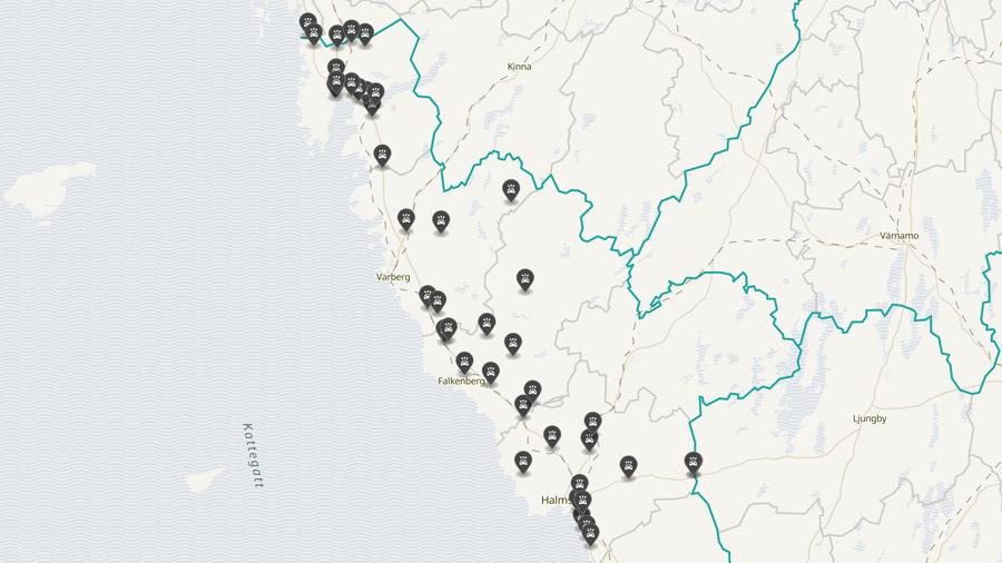 Punktkarta över olyckor i länet