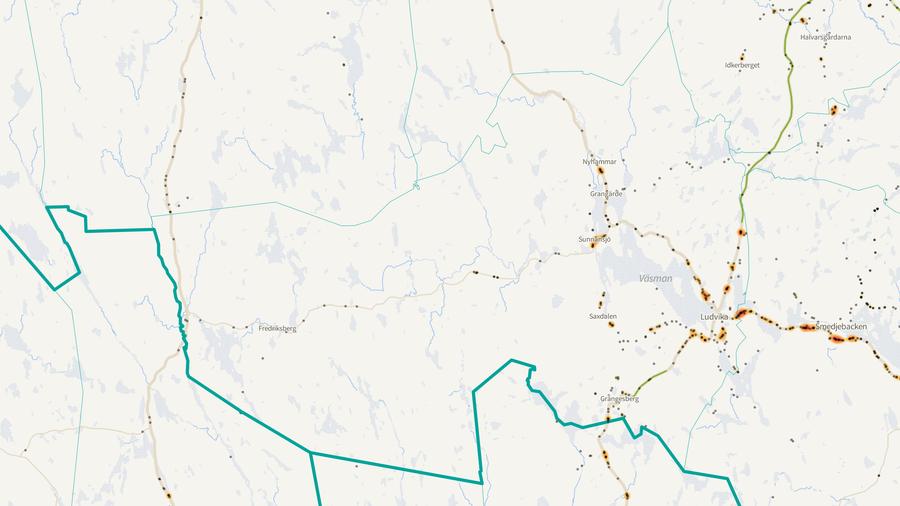 Viltolyckornas fördelning i Ludvika kommun