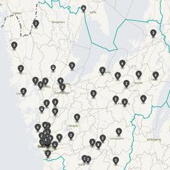 Punktkarta över olyckor i länet