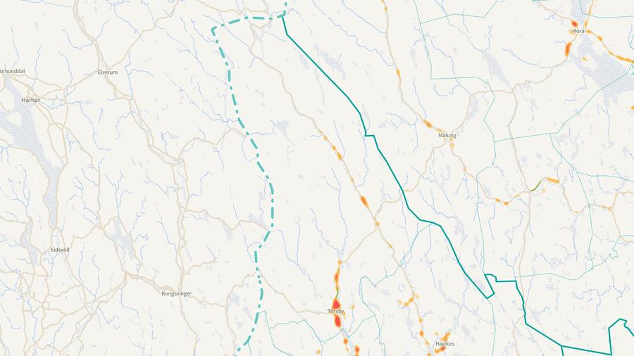 Viltolyckornas fördelning i Torsby kommun