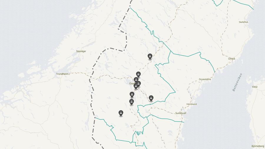 Punktkarta över olyckor i länet