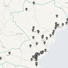 Punktkarta över olyckor i länet