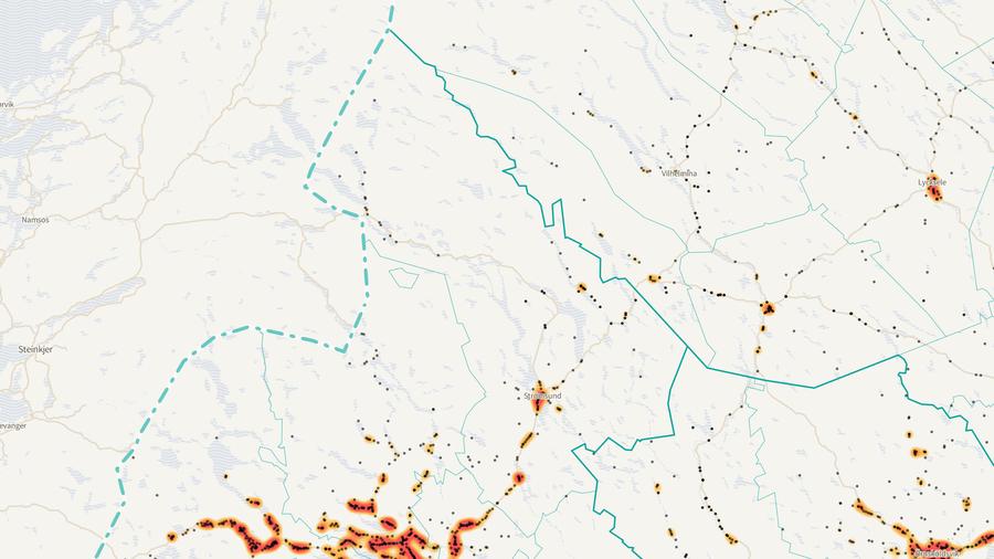 Viltolyckornas fördelning i Strömsunds kommun