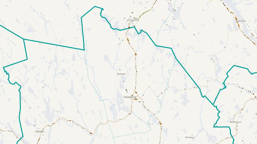 Viltolyckornas fördelning i Ljusnarsbergs kommun