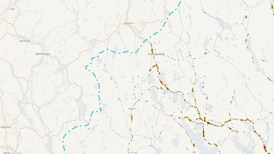 Viltolyckornas fördelning i Eda kommun