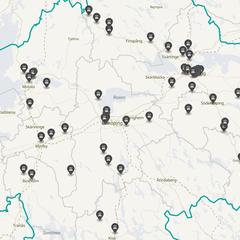 Punktkarta över olyckor i länet