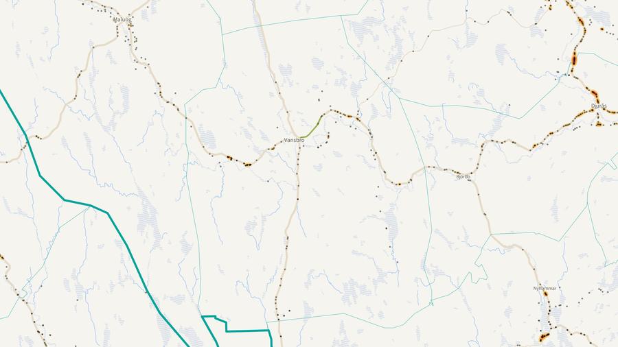 Viltolyckornas fördelning i Vansbro kommun