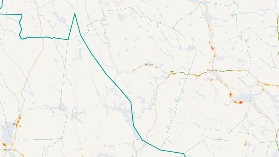 Viltolyckornas fördelning i Ovanåkers kommun