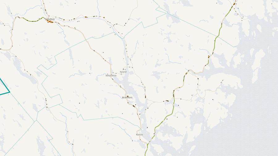 Viltolyckornas fördelning i Kramfors kommun