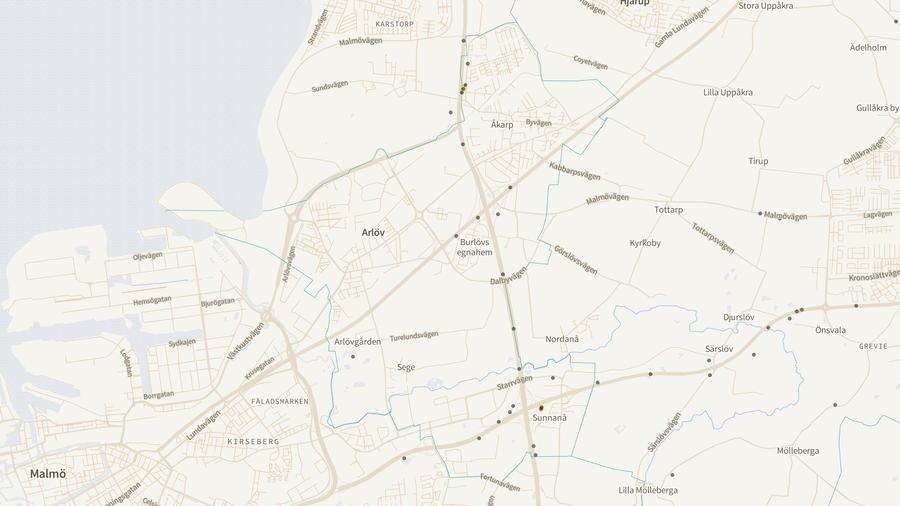 Viltolyckornas fördelning i Burlövs kommun