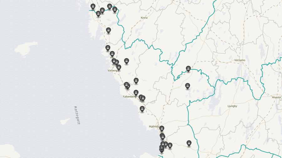 Punktkarta över olyckor i länet