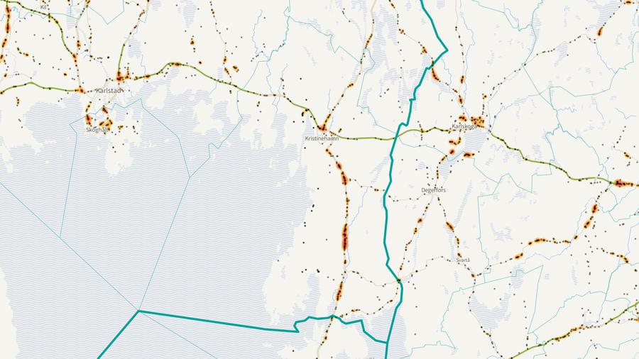 Viltolyckornas fördelning i Kristinehamns kommun