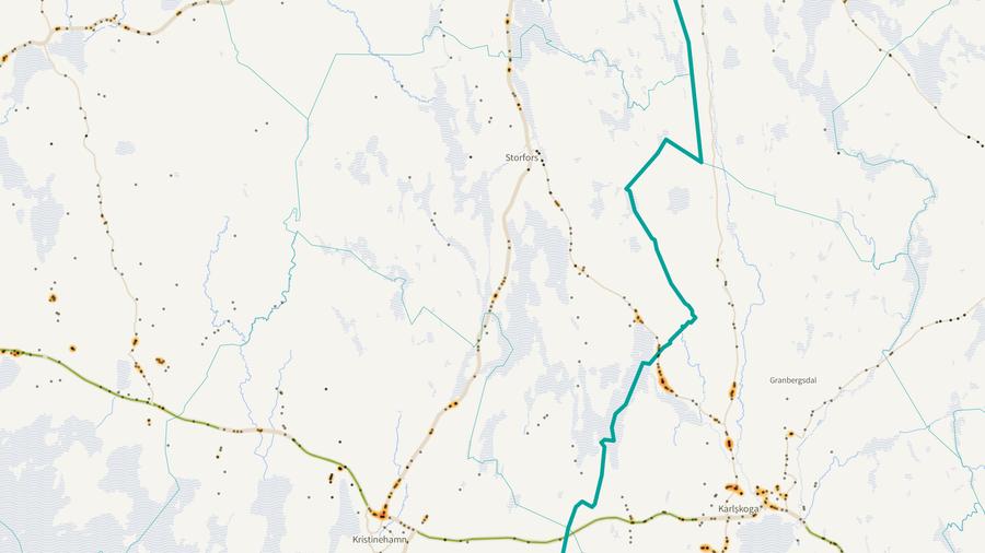 Viltolyckornas fördelning i Storfors kommun