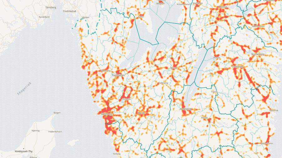 Viltolyckornas fördelning i Västra Götalands län