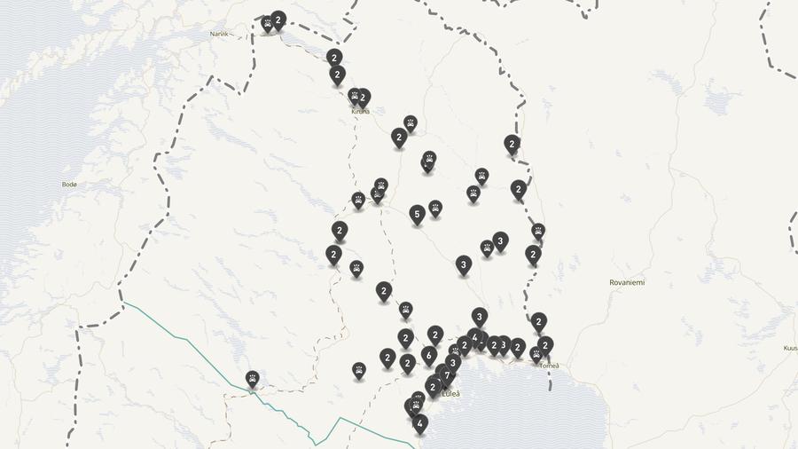 Punktkarta över olyckor i länet