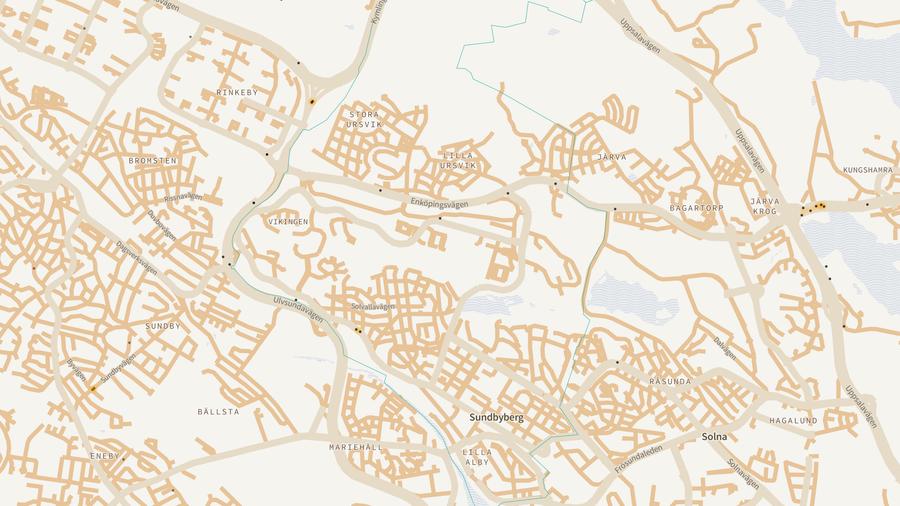 Viltolyckornas fördelning i Sundbybergs kommun