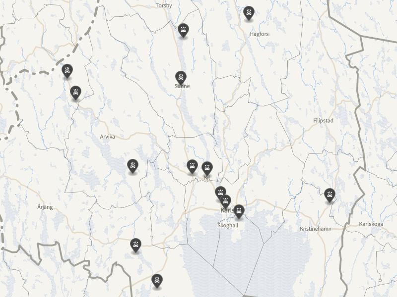 Punktkarta över olyckor i länet