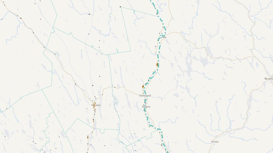 Viltolyckornas fördelning i Övertorneå kommun