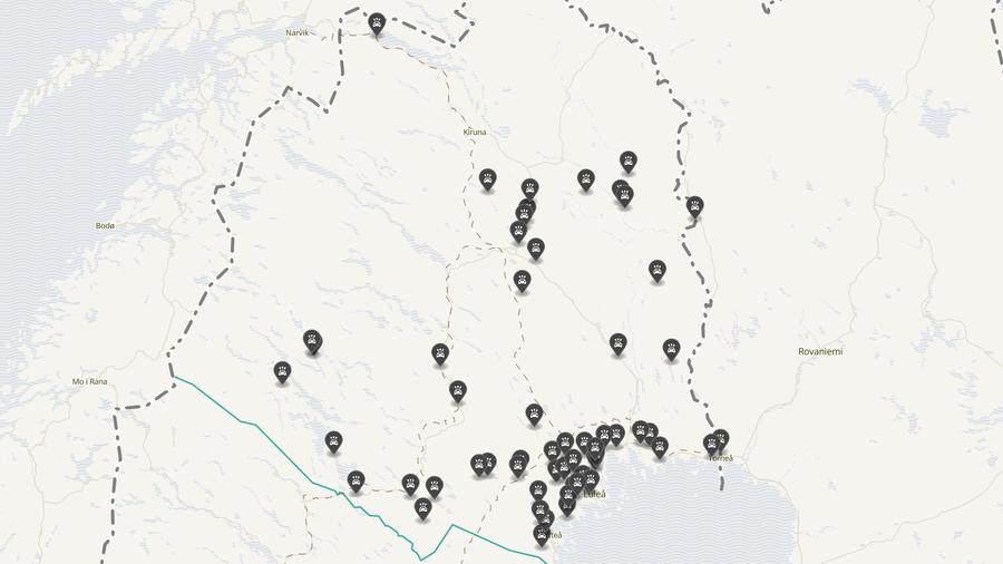 Punktkarta över olyckor i länet