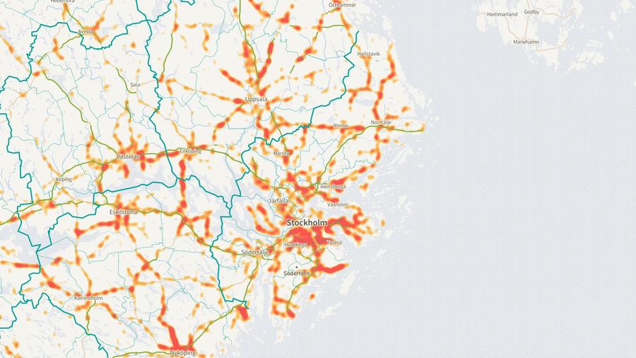 Viltolyckornas fördelning i Stockholms län