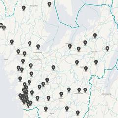 Punktkarta över olyckor i länet