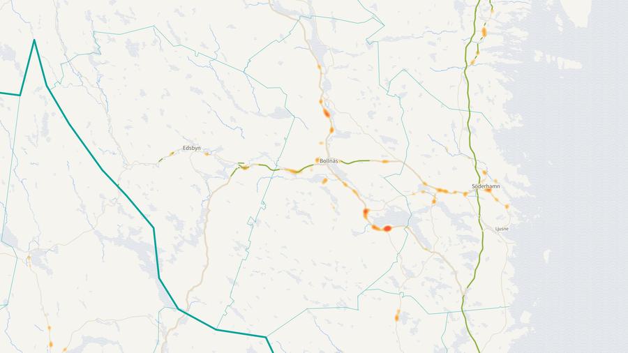 Viltolyckornas fördelning i Bollnäs kommun