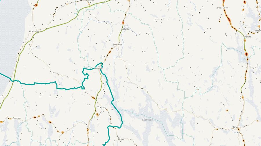 Viltolyckornas fördelning i Boxholms kommun