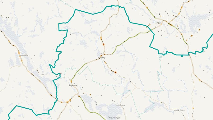 Viltolyckornas fördelning i Norbergs kommun