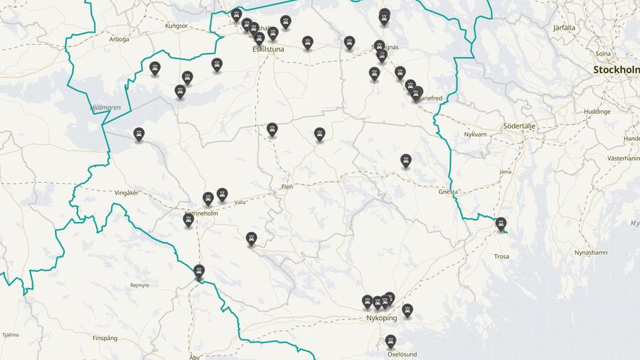 Punktkarta över olyckor i länet