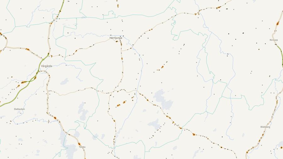 Viltolyckornas fördelning i Herrljunga kommun