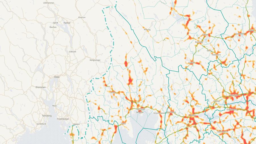 Viltolyckornas fördelning i Värmlands län
