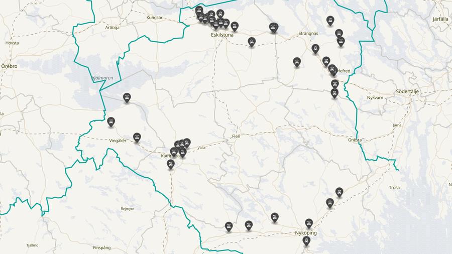 Punktkarta över olyckor i länet