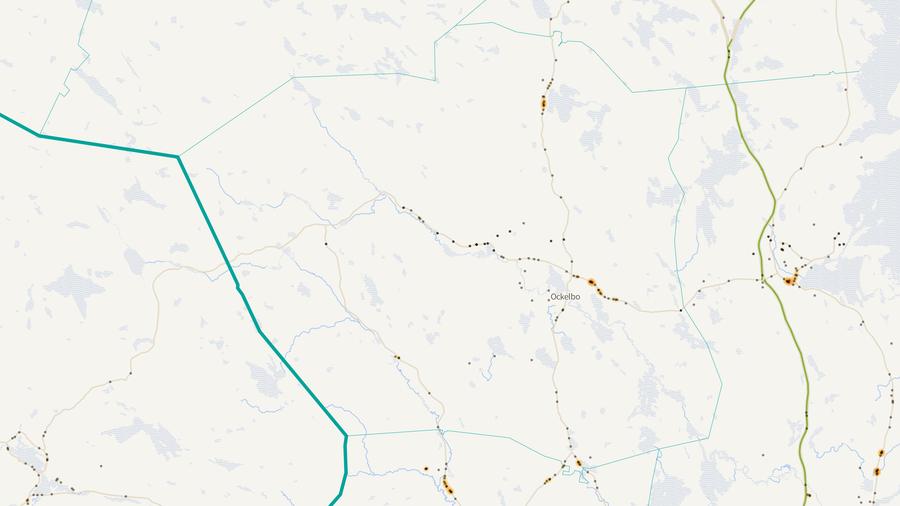 Viltolyckornas fördelning i Ockelbo kommun