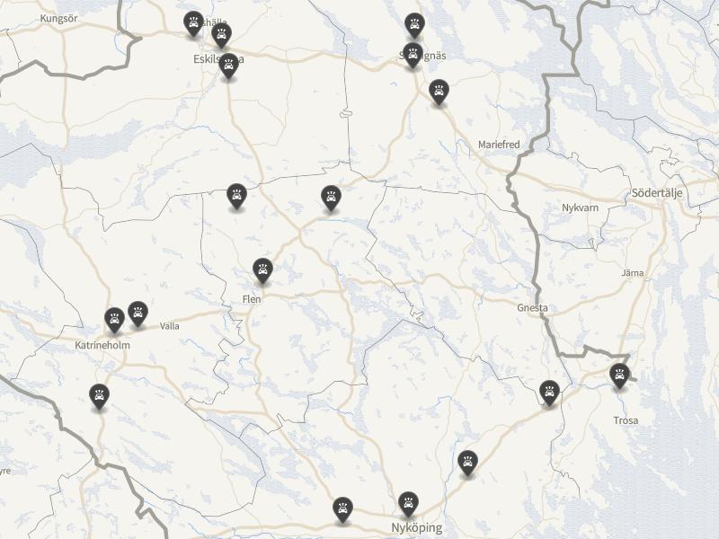Punktkarta över olyckor i länet