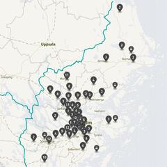 Punktkarta över olyckor i länet