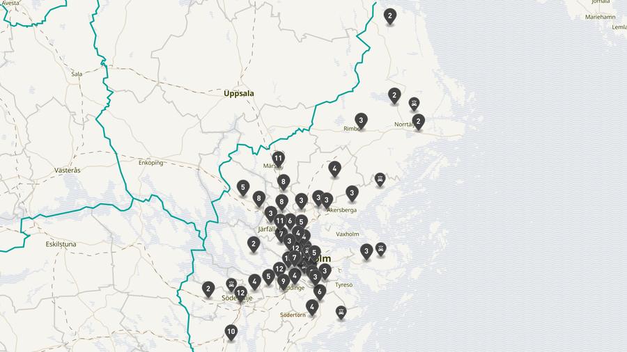 Punktkarta över olyckor i länet
