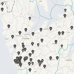 Punktkarta över olyckor i länet