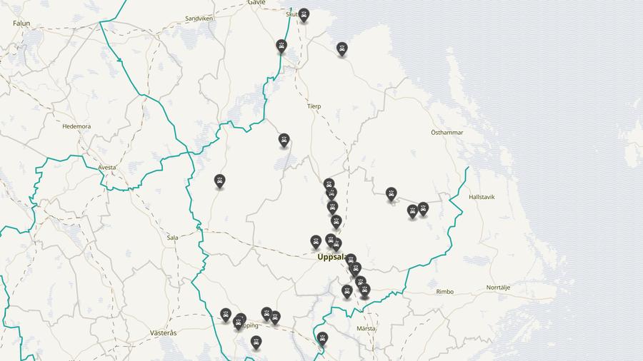 Punktkarta över olyckor i länet