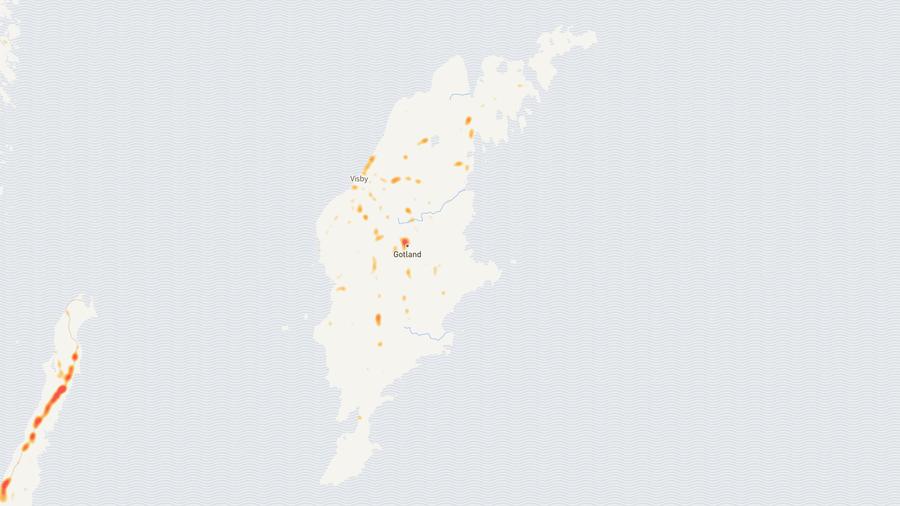 Viltolyckornas fördelning i Gotlands län