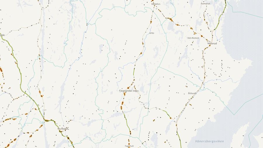 Viltolyckornas fördelning i Färgelanda kommun