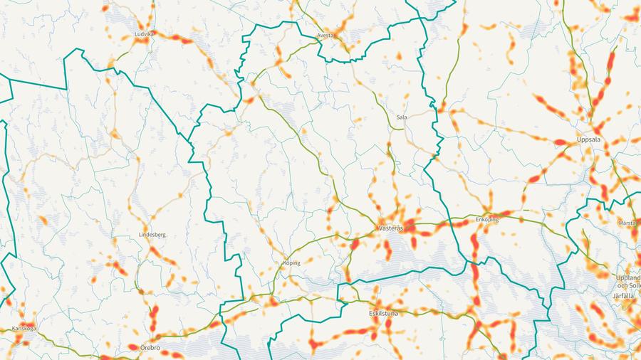 Viltolyckornas fördelning i Västmanlands län